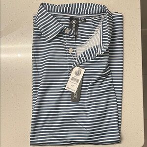Burnside Blue and White Striped Polo Shirt